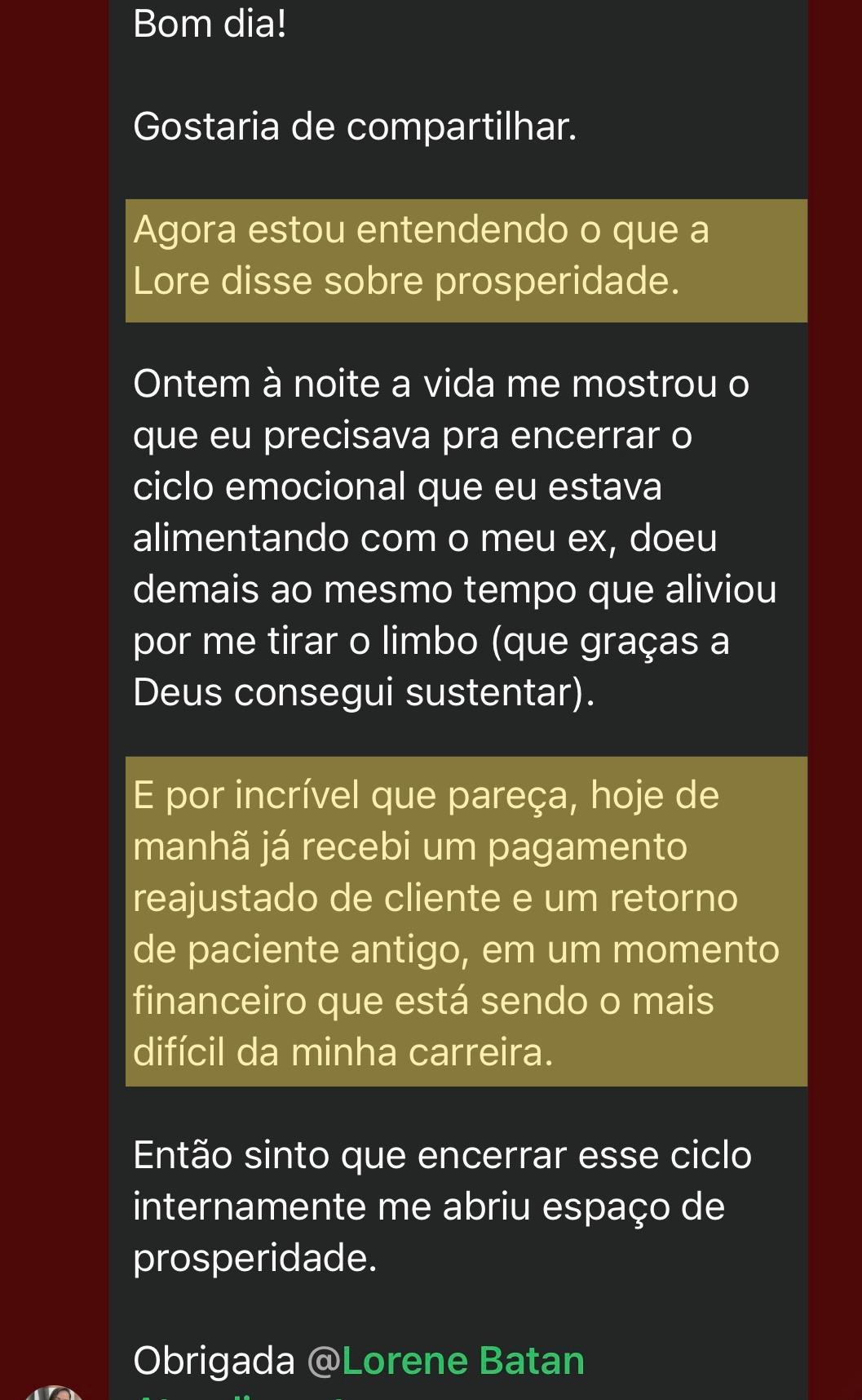 Fernanda — pagamento reajustado